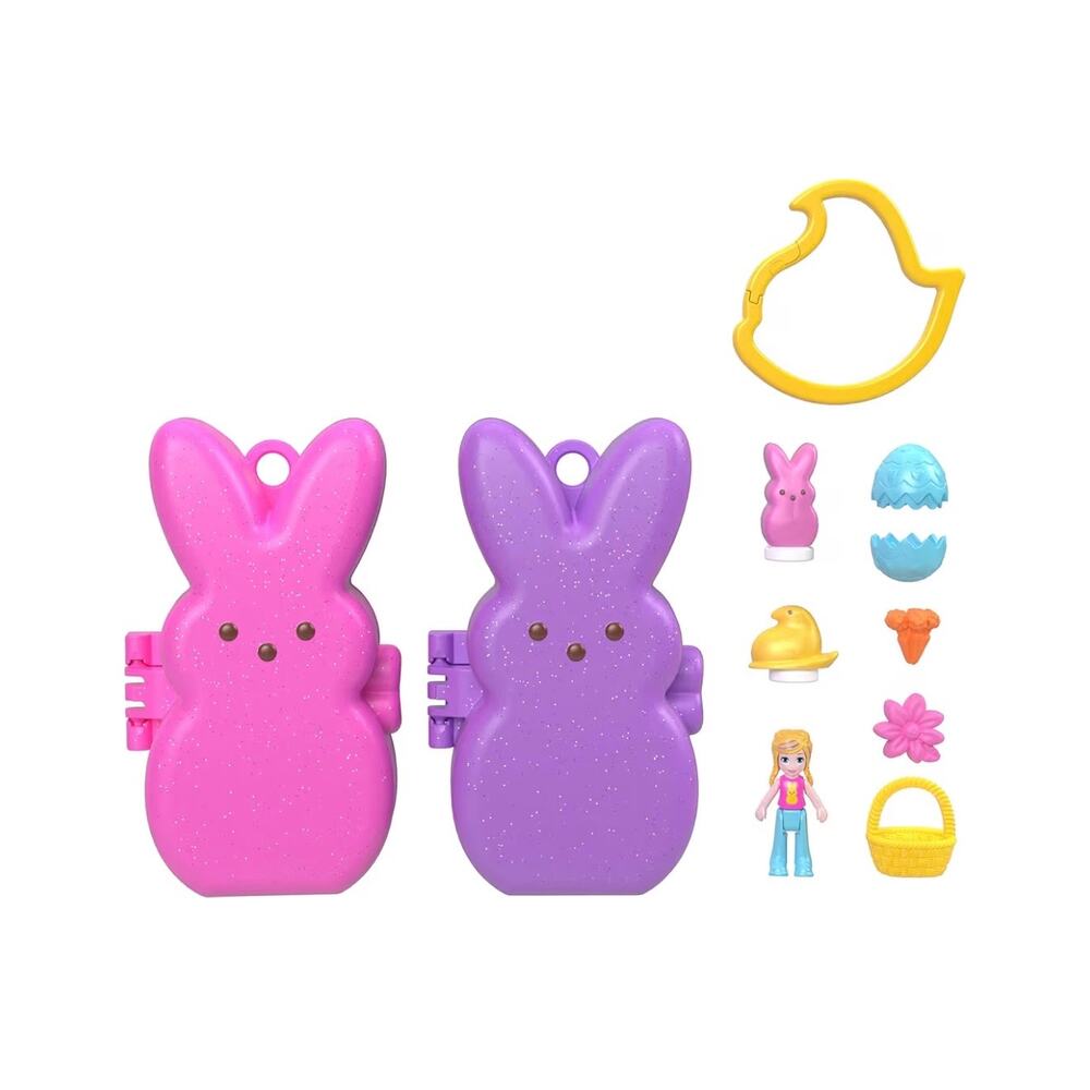 Polly Pocket X Peeps Doll & 2 Playsets Compact Keychain Clip NEW